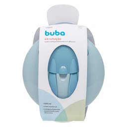 Kit Refeição Infantil Buba com Compartimento e Talheres Azul - 7