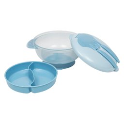 Kit Refeição Infantil Buba com Compartimento e Talheres Azul - 8