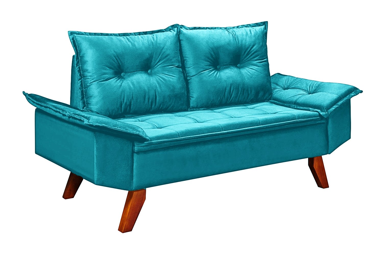 Sofá Elegante Kairos 2 Lugares estilo retro super confortável cor azul turquesa MadeiraMadeira