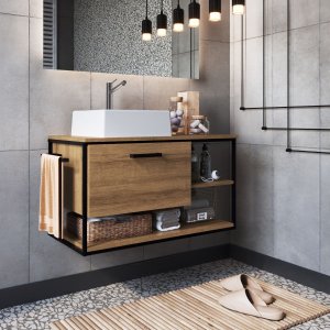 Gabinete Banheiro Armário com Cuba Pia Suspenso Porta Toalha