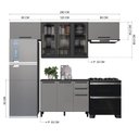 Ver imagem 4 de Cozinha Modulada Compacta Fidelitá Mônaco 4 Peças 280cm 8 Portas 2 Gavetas com Tampo Chumbo/titâ