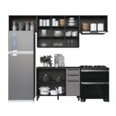 Ver imagem 2 de Cozinha Modulada Compacta Fidelitá Mônaco 4 Peças 280cm 8 Portas 2 Gavetas com Tampo Chumbo/titâ