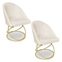 Ver imagem 1 de Kit 02 Cadeiras Poltrona de Jantar Bela Suede Bege Base Metálica Luxo Dourado - Pallazio