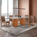Ver imagem 1 de Mesa de Jantar Eloise 180cm Tampo Mdf Vidro com 6 Cadeiras Safira