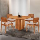 Ver imagem 1 de Mesa Selene Tampo 135 Laminado com 4 Cadeiras Malta Gold Moderna Mobília