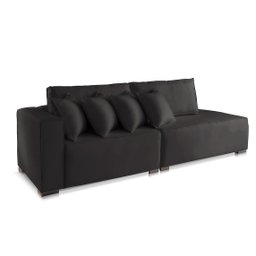 Sofá 2 3 4 Lugares Modulado Almofada Solta Molas Istambul Braço Esquerdo Suede Preto 1,9m - 1