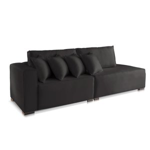 Sofá 2 3 4 Lugares Modulado Almofada Solta Molas Istambul Braço Esquerdo Suede Preto 1,9m