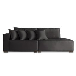 Sofá 2 3 4 Lugares Modulado Almofada Solta Molas Istambul Braço Esquerdo Suede Preto 1,9m - 2