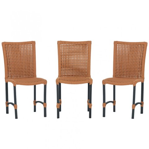 3 Cadeiras Corda Náutica Cannes em Alumínio com Pintura Eletrostática para Cozinha Jantar Edícula