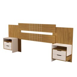 Cabeceira Box Luiza Ajustavel para Casal e Queen com Mesa de Cabeceira com Detalhes no Painel - 3