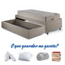 Base Box Cama Solteiro Sapateira Linho Bege e Colchão Airtech Ortobom 88x188 - 12