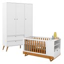 Ver imagem 1 de Berço Multifuncional Bkids com Guarda Roupa 3 Portas Gold Branco Freijó Eco Wood – Matic