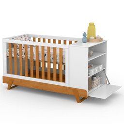 Berço Multifuncional Bkids com Guarda Roupa 3 Portas Gold Branco Freijó Eco Wood – Matic - 3