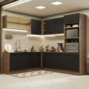 Ver imagem 1 de Armário de Cozinha Completa de Canto 459cm Rustic Preto Agata Madesa 01