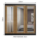 Ver imagem 3 de Guarda-roupa Casal Madesa Kansas 3 Portas de Correr de Espelho 3 Gavetas