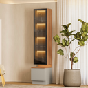 Ver imagem 7 de Cristaleira com LED 1 Porta de Vidro 3 Prateleiras Magnata Canela/Gris