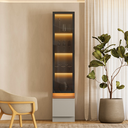 Ver imagem 6 de Cristaleira com LED 1 Porta de Vidro 3 Prateleiras Magnata Canela/Gris