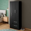 Ver imagem 1 de Guarda-roupa Solteiro Sartori 3 Portas 2 Gavetas Preto - Pnr Móveis