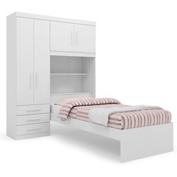 Roupeiro com Cama de Solteiro 4 Portas Branco Advantage Batrol - 2