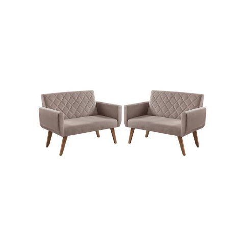 Kit 2 Poltronas 2 Lugares Anabelle Unidecor Cappuccino