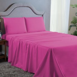 Kit Lençol Queen 4 Peças 400 Fios Toque Aveludado com Elástico Fronhas e Virol:pink - 2