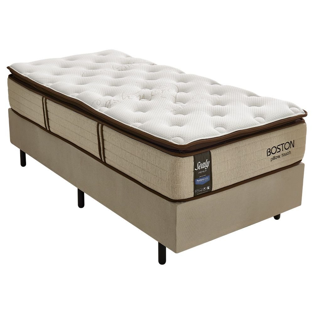 Cama Box com Colchão Solteiro Molas Ensacadas Boston Sealy