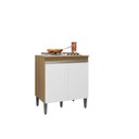 Ver imagem 2 de Balcão P/ Cooktop 4 ou 5 Bocas 2 Portas - Ajl Móveis:amêndoa/branco