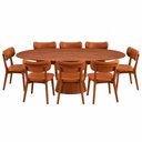 Ver imagem 2 de Conjunto Sala de Jantar Oval Genebra Castanho 180x100 8 Cadeiras Carinas Yescasa Courino