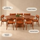 Ver imagem 6 de Conjunto Sala de Jantar Oval Genebra Castanho 180x100 8 Cadeiras Carinas Yescasa Courino