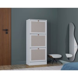 Armário Multiuso com 3 Portas - Sapateira Tropical Branco - Poquema Móveis - 3