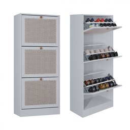 Armário Multiuso com 3 Portas - Sapateira Tropical Branco - Poquema Móveis - 2