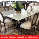 Ver imagem 6 de Mesa de Jantar Flora 140 cm Quadrada Borda Reta Madeira Vidro Colado Carvalho Mel Laca Branco