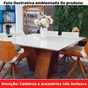 Ver imagem 4 de Mesa de Jantar Flora 140 cm Quadrada Borda Reta Madeira Vidro Colado Carvalho Mel Laca Branco