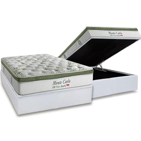 Conjunto Box Baú Casal: Colchão Molas Herval Ensacadas Monte Carlo Visco + Base Crc Linhão White