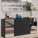 Ver imagem 6 de Aparador Buffet 4 Portas Com Espelho Vegas Multimóveis V3561 Preto Preto