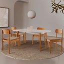 Ver imagem 1 de Conjunto Sala de Jantar Mesa Malta 120cm Tampo Laqueado com Vidro e 4 Cadeiras Star