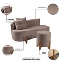 Ver imagem 3 de Conjunto Sofá Curvo Orgânico + 01 Puff Luna Boucle Cappuccino - Montanaris Decor