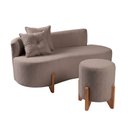 Ver imagem 2 de Conjunto Sofá Curvo Orgânico + 01 Puff Luna Boucle Cappuccino - Montanaris Decor
