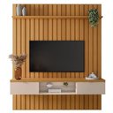 Ver imagem 2 de Painel Ripado You Illusion 1.8 com Mesa de Centro Sky com Tampo de Vidro Cinamomo Off White - Hb Mó