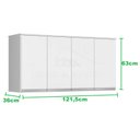 Ver imagem 2 de Armário/Aéreo/Suspenso Módulo 4 Portas Com Puxadores Cromados Cor Branco