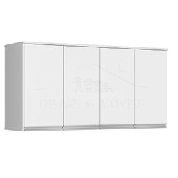 Armário/Aéreo/Suspenso Módulo 4 Portas Com Puxadores Cromados Cor Branco - 1