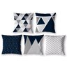 Kit 5 Almofadas Cheias 40cm Estampadas Decorativa Sala Sofá Quarto Colorida Digital Geométrico Cinza - 1