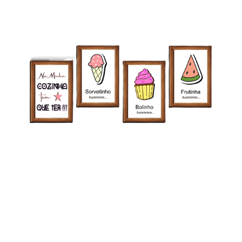 Quadros Placas Mdf 6mm Cozinha Café Frase 4 Un 29x20