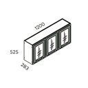 Ver imagem 3 de Armário Aéreo p/ Cozinha Estilo 7009 3 Portas c/ Vidro 120cm Cinza/Grafite - Bertolini