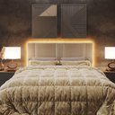 Ver imagem 7 de Cabeceira Cama Box Estofada Casal Queen 1,60 Linho Bege com LED
