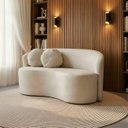 Ver imagem 2 de Sofá Orgânico Curvo 2 Lugares para Sala e Escritório Linho Olive