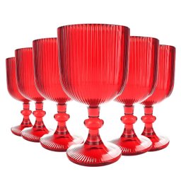 Jogo com 6 Taças Versalhes de Vidro Vermelho de Agua ou Suco 390ml - 1