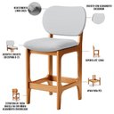 Ver imagem 4 de Kit 02 Banquetas Baixa Bar Cozinha Sala Jantar Fixa Betta L02 Imbuia Linho Cinza - Lyam Decor Banque