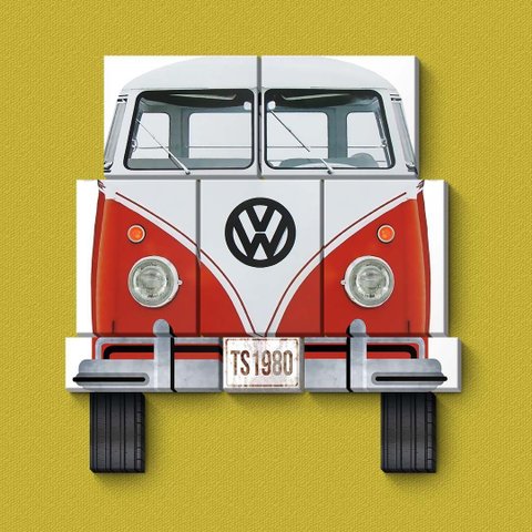 Kombi Vermelha - Quadros ou Placas Modulares com 10 Peças