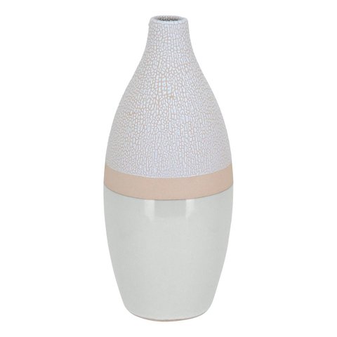 Vaso Decorativo Enfeite Casa Cerâmica 30x14x14cm Marfim
